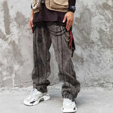 Solid Gray Ankle Double Loose Jeans